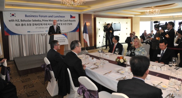 Prime Minister Bohuslav Sobotka opened the Czech-Korean business forum, 25 February 2015.