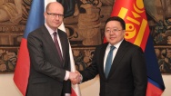 Meeting of the Prime Minister Bohuslav Sobotka with the President of Mongolia Tsakhiagiin Elbegdorj, 19th January 2015.