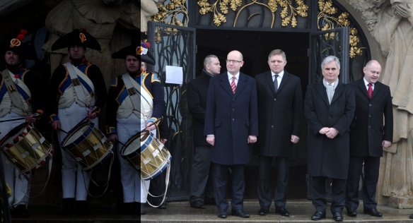 Premiér Sobotka se 29. ledna 2015 setkal ve Slavkově se spolkovým kancléřem Rakouské republiky Faymannem a předsedou vlády Slovenské republiky Ficem.