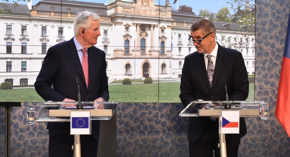 Press conference after the meeting of Premier Andrej Babiš with the EU's chief Brexit negotiator, Michel Barnier, 12 April 2018.