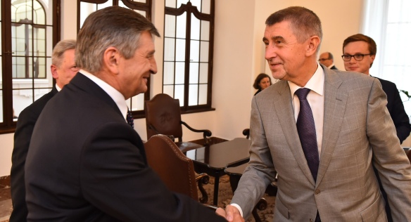 Předseda vlády Andrej Babiš se setkal s maršálkem Sejmu Polské republiky Markem Kuchcińskim, 23. května 2018.