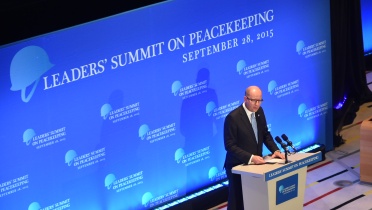 Prime Minister Bohuslav Sobotka spoke at the UN summit on peacekeeping missions during his official trip to the United States, on 28 September 2015.