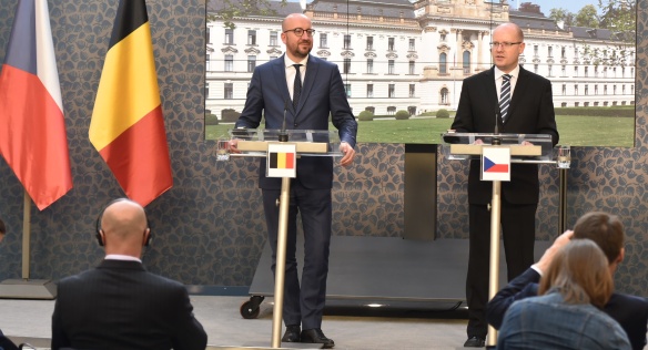 Press conference following a meeting of Prime Minister Sobotka with Prime Minister Michel of the Kingdom of Belgium, 4 May 2017.
