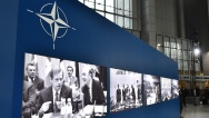 Tisková konference premiéra Andreje Babiše a 1. místopředsedy vlády Jana Hamáčka na summitu NATO v Bruselu, 12. července 2018.