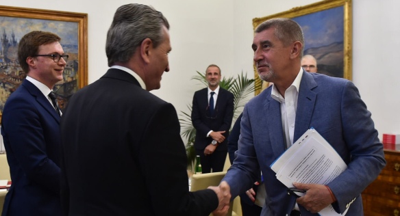 Prime Minister Andrej Babiš met with Günther Oettinger, the Commissioner for Budget and Human Resources, 5 April 2018.