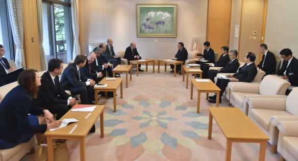 Prime Minister Bohuslav Sobotka met Tadamori Oshima, President of the Lower House of the Parliament of Japan, 28 June 2017.