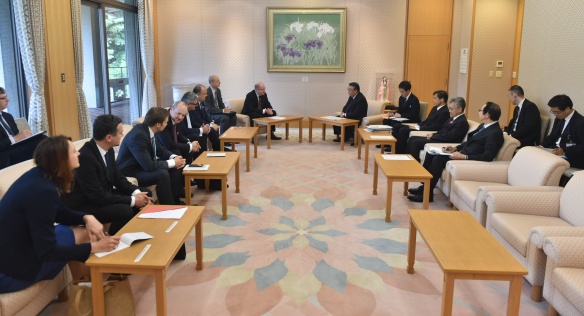 Prime Minister Bohuslav Sobotka met Tadamori Oshima, President of the Lower House of the Parliament of Japan, 28 June 2017.