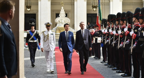 Premiéři Andrej Babiš a Giuseppe Conte v Palazzo Chigi, sídle Úřadu vlády Italské republiky, 28. srpna 2018.