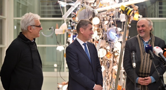 Předseda vlády Andrej Babiš navštívil Veletržní palác Národní galerie, 12. března 2018.