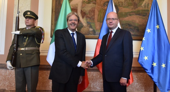 Prime Minister Bohuslav Sobotka met with his Italian counterpart Paolo Gentilli at the Straka Academy on 7 September 2017.