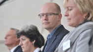 Premiér Bohuslav Sobotka uctil 5. dubna 2014 památku válečných hrdinů v Uherském Ostrohu.