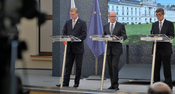 Tisková konference po jednání vlády 22. září 2014.