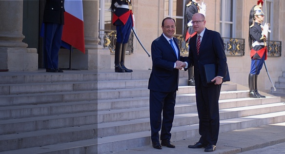 On 17 April 2014, Prime Minister Bohuslav Sobotka met with French President François Holland during a two-day trip to France.