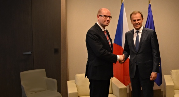 Prime Minister Bohuslav Sobotka meets with European Council Chairman Donald Tusk, 18 March 2015.