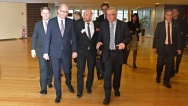 Premiér Bohuslav Sobotka jednal se šéfem Evropské komise Jean-Claude Junckerem, 18. března 2015.