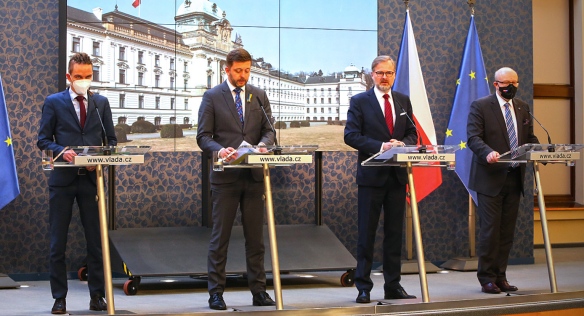 Tisková konference po jednání vlády, 23. února 2022.