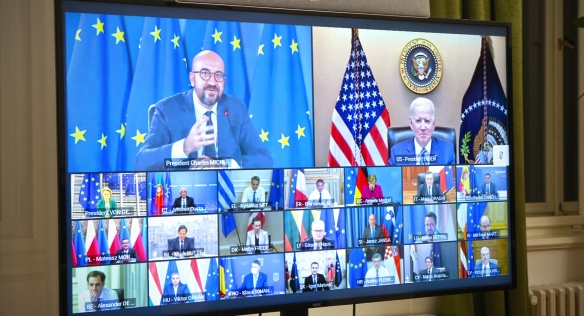 Jednání Evropské rady proběhlo pomocí videokonference, 25. března 2021.