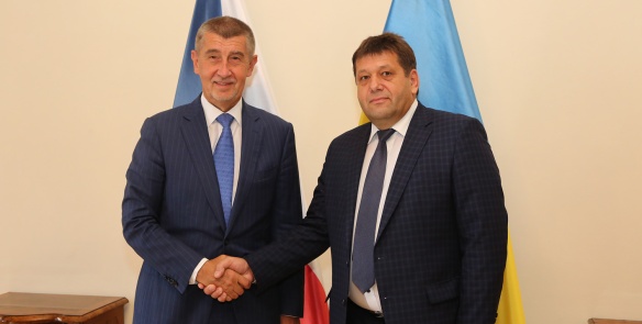 Premier Babiš with Ukrainian Vice Premier Kistion in the Hrzánský Palace, 12 June 2018.