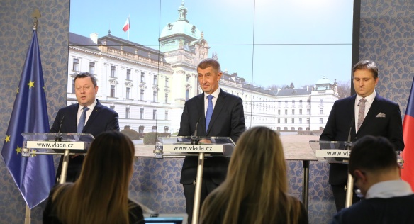 Tisková konference po jednání vlády 28. ledna 2019.