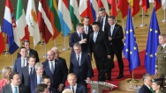 Preparation for the family photo before the European Council meeting, 14 December 2017.