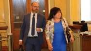 Příchod členů vlády na jednání vlády, 30. dubna 2018. 