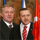 Český premiér M. Topolánek s tureckým premiérem R. T. Erdoganem na pražském setkání - archivní foto
