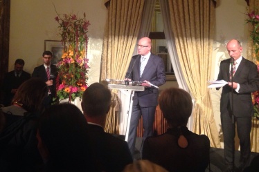 Premiér Bohuslav Sobotka přednesl projev 1. října 2015 u příležitosti státního svátku Spolkové republiky Německo.