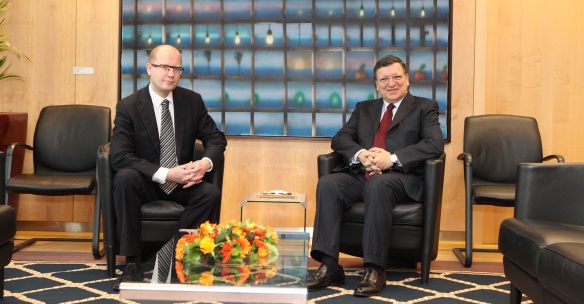 A meeting between Prime Minister of the Czech Republic Bohuslav Sobotka, and the President of the European Commission, José Manuel Barroso, on 20 February 2014.