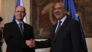 Prime Minister Bohuslav Sobotka met with the Director General of the OECD Angel Gurría at the Straka Academy on 18 March 2014.
