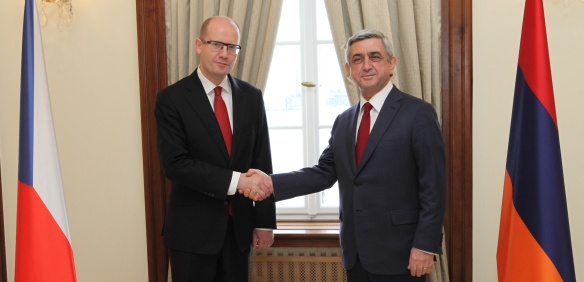 Prime Minister Bohuslav Sobotka at a meeting with the Armenian President Serzh Sargsyan on 31st January 2014 at the Lichtenstein Palace.