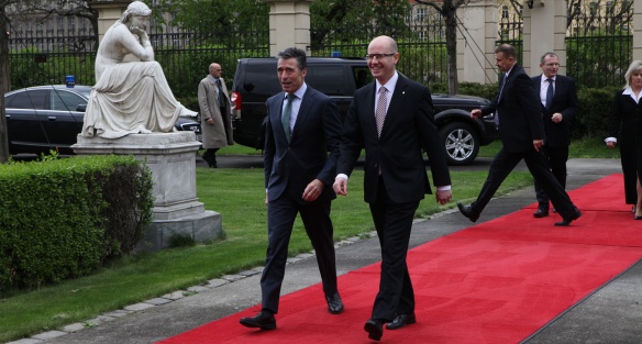 Prime Minister Bohuslav Sobotka met with NATO's Secretary-General Anders Fogh Rasmussen on 10 April 2014.