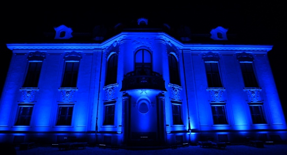 Kramář’s villa lit up in blue as part of the event Czech Republic in Blue Light, 2 April 2019.