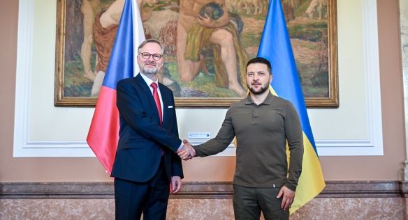 Prime Minister Petr Fiala met President Zelensky at the Straka Academy, 7 July 2023.