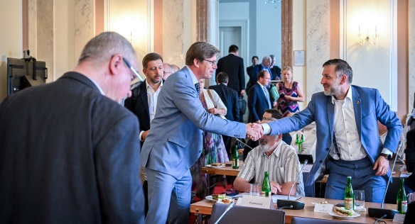 Jednání tripartity se tradičně uskutečnilo v prostorách Strakovy akademie, 10. července 2023.