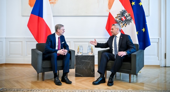 The delegations' meeting was traditionally preceded by a short meeting between Austrian Chancellor Karl Nehammer and Czech Prime Minister Petr Fiala, 4 December 2023.