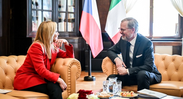 Prime Minister Petr Fiala held talks with Italian Prime Minister Giorgia Meloni at Kramář's villa, 10 May 2023.