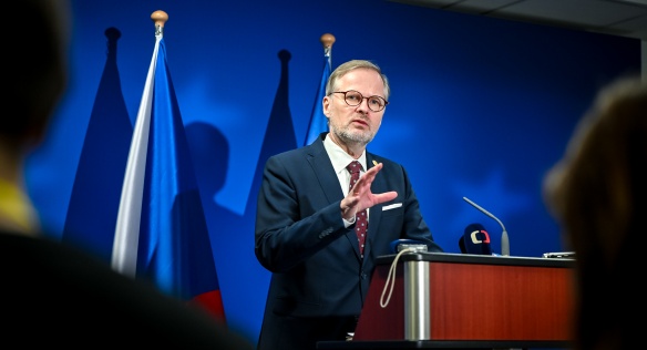 S výsledky a průběhem mimořádného summitu Evropské rady seznámil premiér Petr Fiala zástupce českých médií na tiskové konferenci, 1. února 2024.
