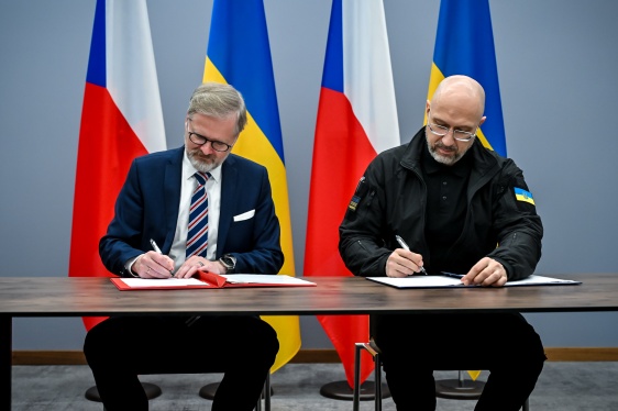 Jednání delegací českého premiéra Petra Fialy a předsedy vlády Ukrajiny Denyse Šmyhala v Užhorodu, 20. května 2025.