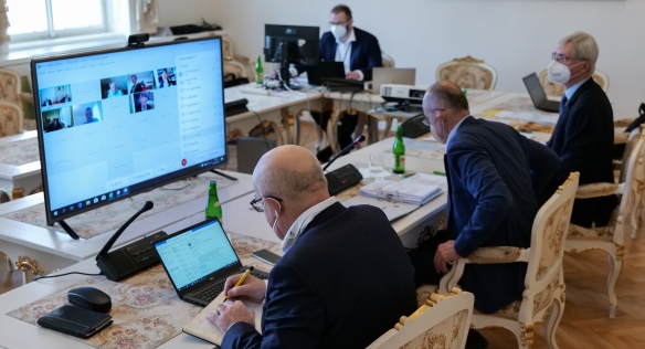 Jednání Rady pro výzkum, vývoj a inovace proběhlo pomocí videokonference, 5. března 2021.