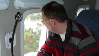 Prime minister Petr Nečas surveying flooded areas