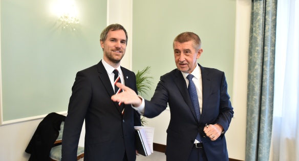 Premiér Andrej Babiš jednal ve Strakově akademii s pražským primátorem Zdeňkem Hřibem, 10. ledna 2019.