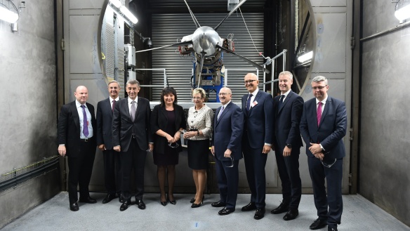 Unikátní zkušebna leteckých motorů ČVUT v GE Aviation v Letňanech, 8. října 2018.