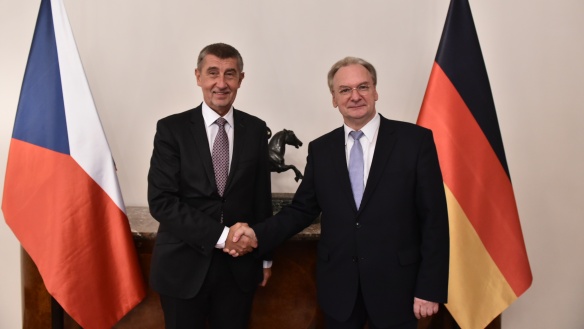 Andrej Babiš met in the Hrzánský Palace with Minister-President of Saxony-Anhalt, Reiner Haseloff, 8 October 2018.