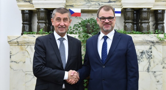 Andrej Babiš s finským premiérem Juhou Sipilou v Kramářově vile, 16. prosince 2018.