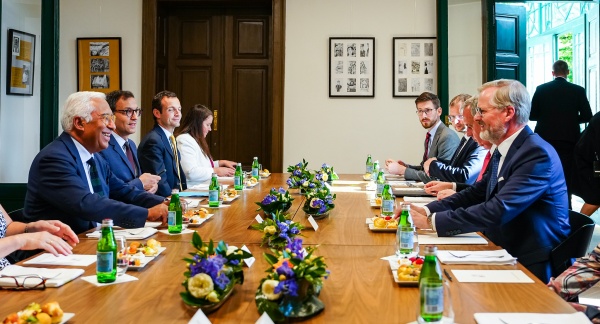Premiér Petr Fiala jednal v brněnské Arnoldově vile s předsedou Evropské rady Antóniem Costou, 5. září 2025.