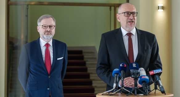 Tisková konference po uvedení ministra školství Mikuláše Beka do funkce, 4. května 2023.