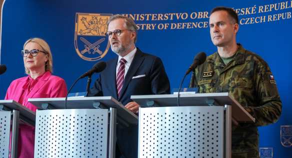 Tisková konference na Ministerstvu obrany, 27. června 2023.