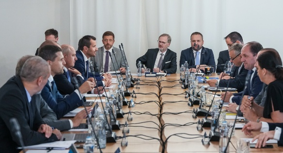 Vláda na třetím výjezdním zasedání v letošním roce jednala v Kadani a zabývala se problematikou Ústeckého a Karlovarského kraje, 20. září 2023.