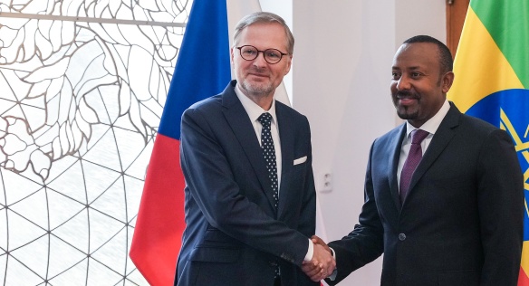 Premiér Petr Fiala přijal ve Strakově akademii svůj etiopský protějšek Abiy Ahmeda, 28. listopadu 2023.