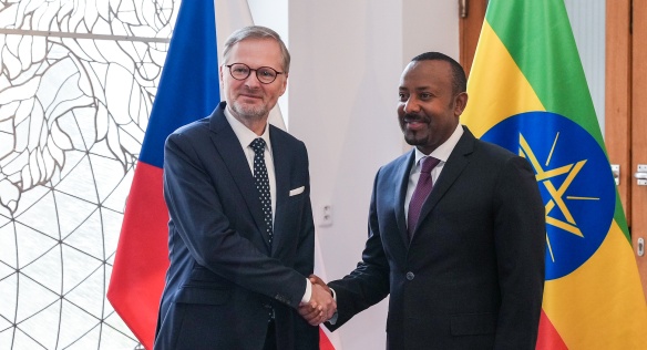 Premiér Petr Fiala přijal ve Strakově akademii svůj etiopský protějšek Abiy Ahmeda, 28. listopadu 2023.